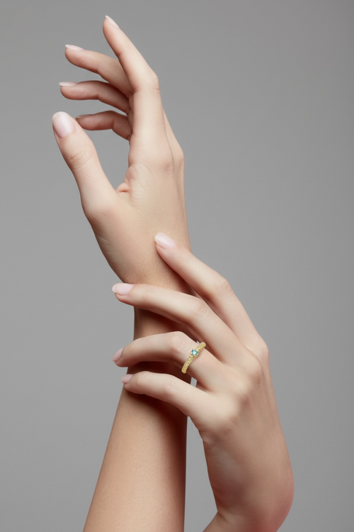 Green Stone Solitaire Ring